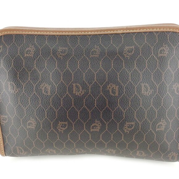 DIOR Clutch Bag Logo Pattern PVC ?~ Leather Authentic USED T8881 - Picture 1 of 7